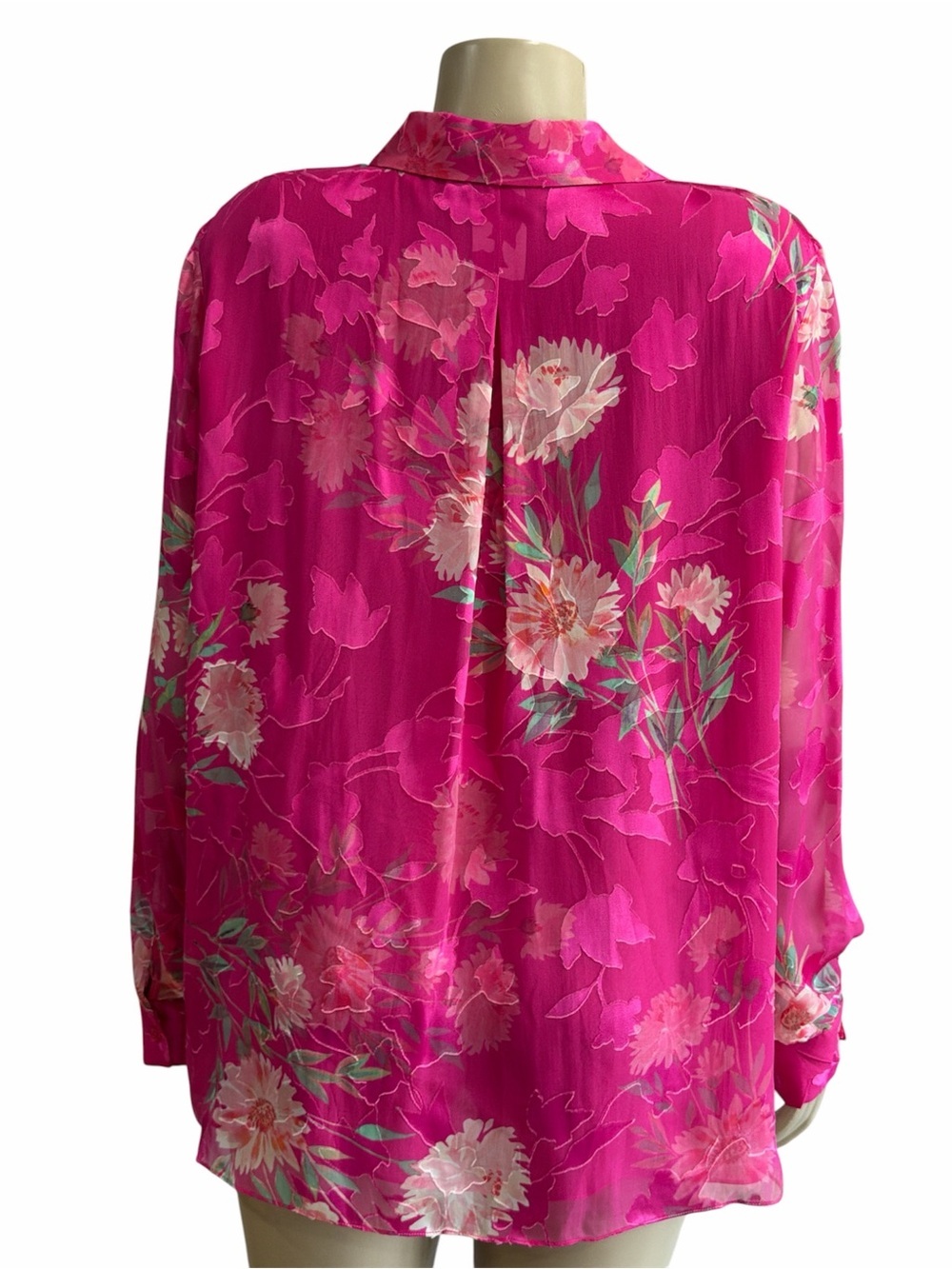 Elie Tahari Hot Pink Floral Blouse - Picture 2 of 10